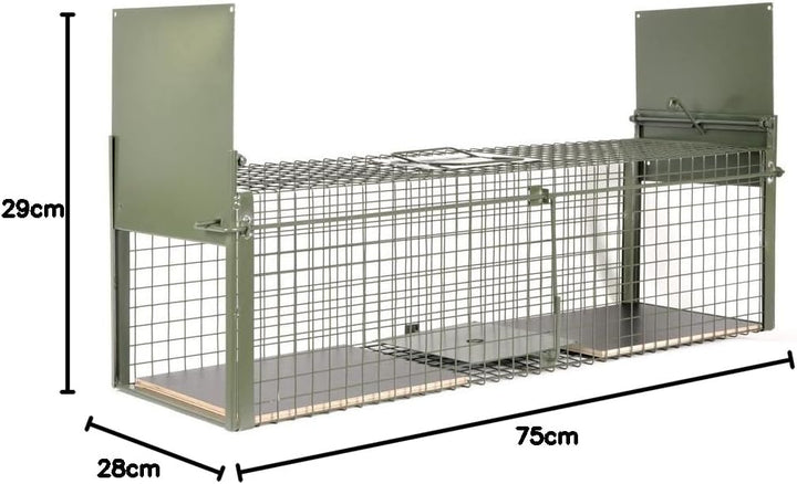 KrapTrap® Tierfalle Katzenfalle Lebendfalle Marderfalle mit Holzboden