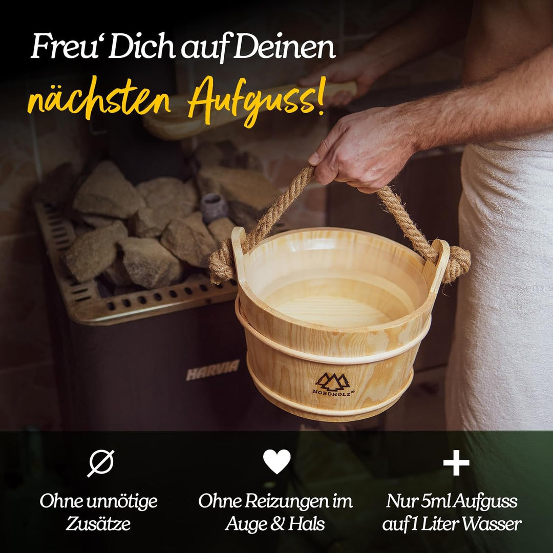 NORDHOLZ® Saunaaufguss BIO [NATURREINE ÄTHERISCHE BIO-ÖLE] Sauna Aufgussmittel 