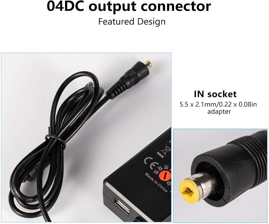 Bewinner 65W 3A Universal AC DC Adapter 6V/9V/12V/15V/16.5V/18.5V/20V USB Power Adapter Tragbarer Un