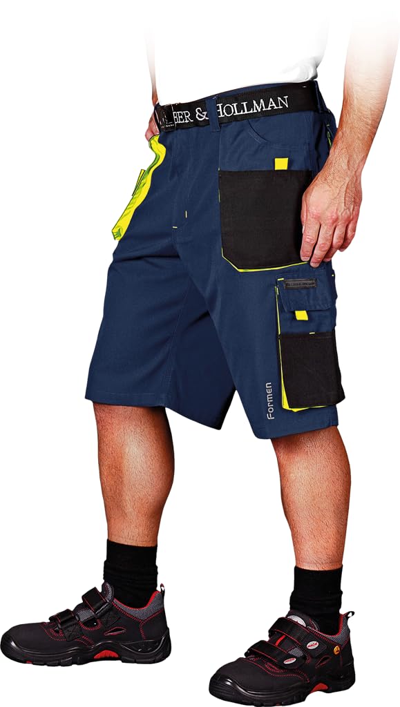 Leber&amp;Hollman Formen Protective Short Trousers Size 3XL Dunkelblau-schwarz-gelb, 3XL Dunkelblau-schw
