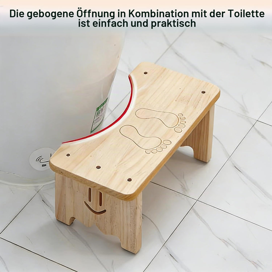 Toilettenhocker aus Holz für Erwachsene, Rutschfester Fussbank, Ergonomischer WC Hocker für Badezimm