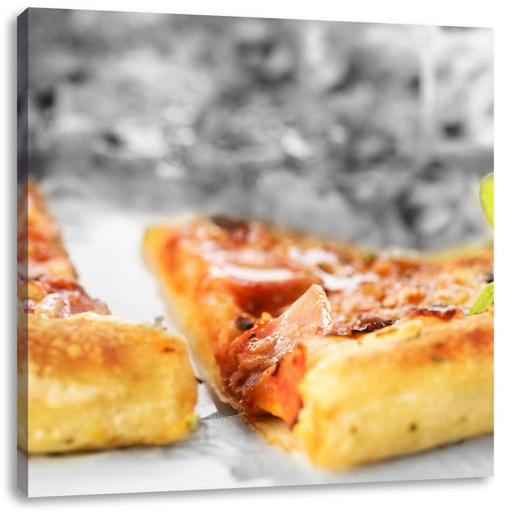 Pixxprint Frischgebackene Pizza als Leinwandbild/Grösse: 70x70 cm/Wandbild/Kunstdruck/fertig bespann