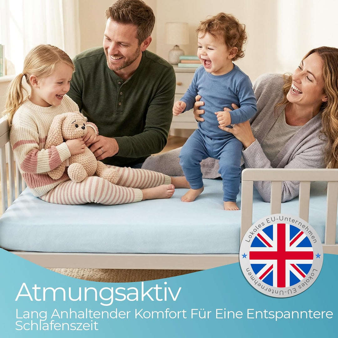 Spannbettlaken 70x140 aus 100% komplett natürlicher Bio-Baumwolle bettlaken 70 x 140 Baby in Blau Fa