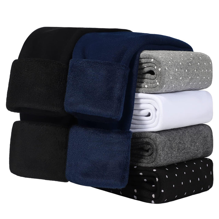 KEREDA Mädchen Leggings Thermo Gefüttert Warme Winter Dicke 2er-Pack 122-128 Schwarz/Navy, 122-128 S