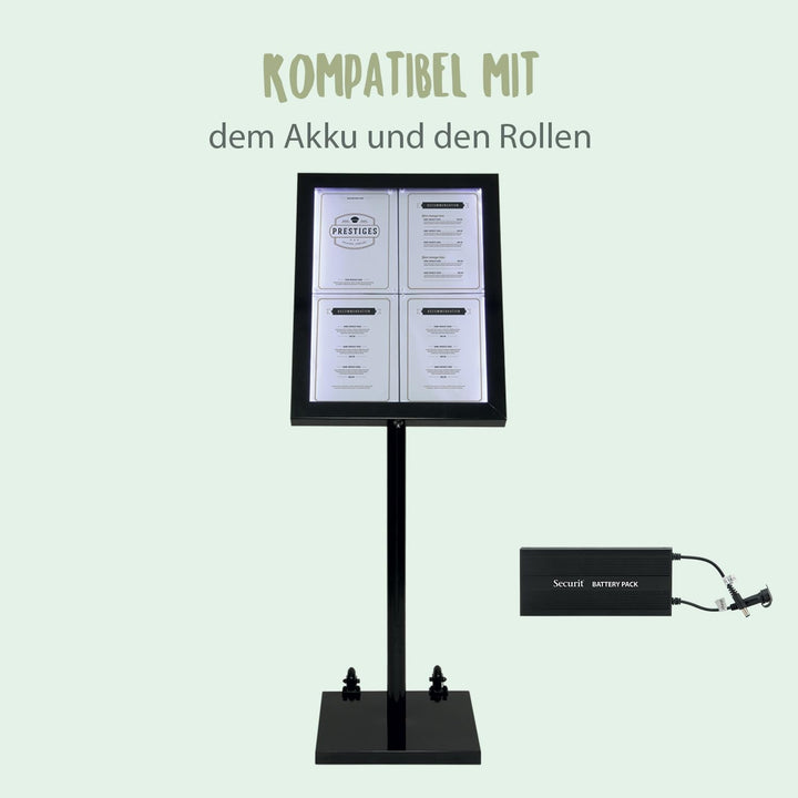 Securit A4 LED Informationsdisplay - weiss/schwarz, 1200(H)x 650(W)x 100(D)mm