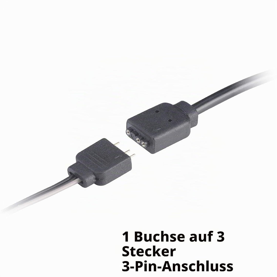 Akasa Adressierbarer RGB LED Verlängerungskabel, 1 zu 3 aRGB LED Y Verteiler Kabel, 3 Pin Anschluss,