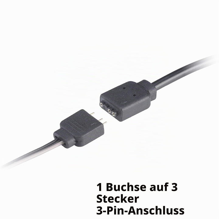 Akasa Adressierbarer RGB LED Verlängerungskabel, 1 zu 3 aRGB LED Y Verteiler Kabel, 3 Pin Anschluss,