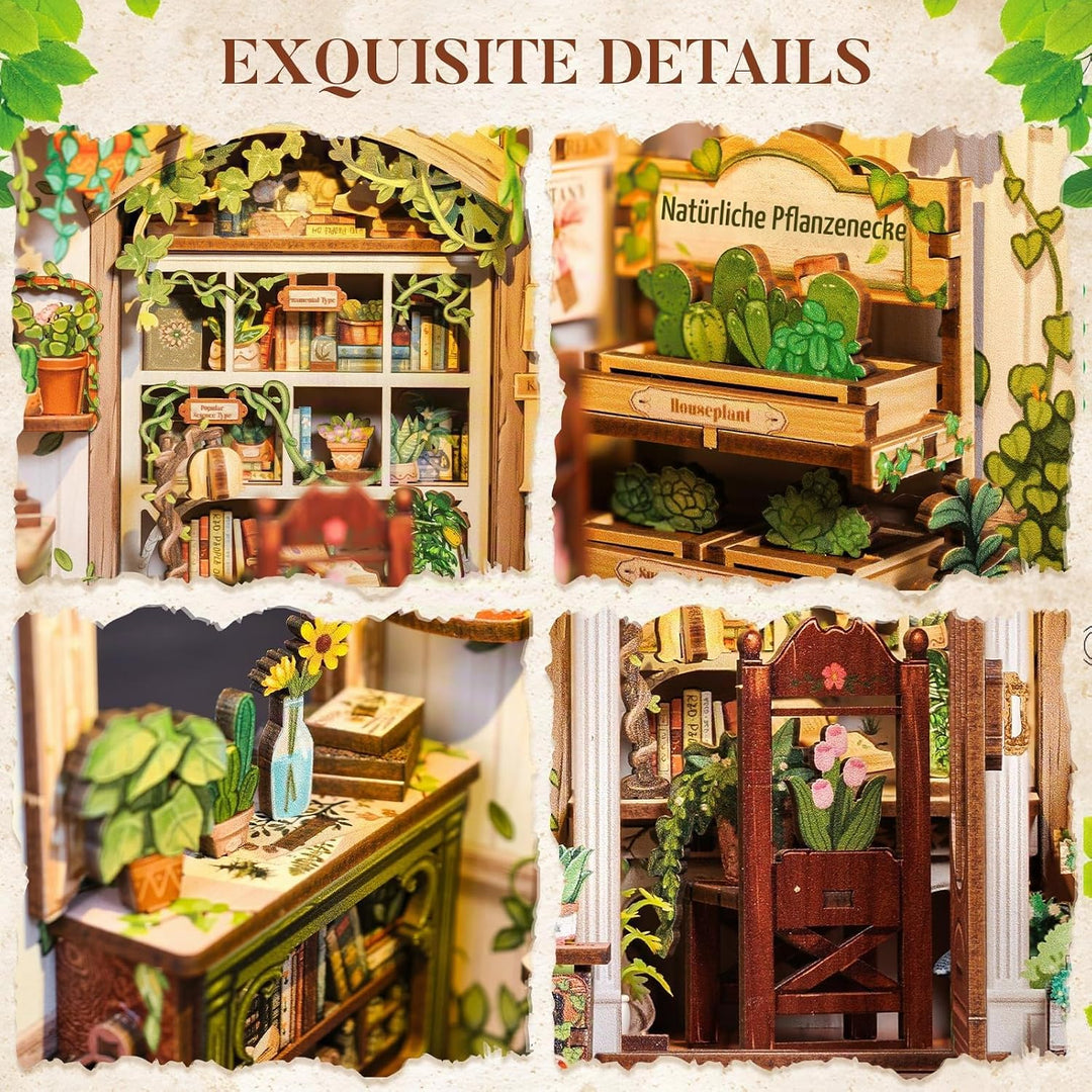 Fsolis DIY Book Nook Kit - 3D Holz Häuser Bausatz mit LED-Beleuchtung, Personalisierte Regal - für E