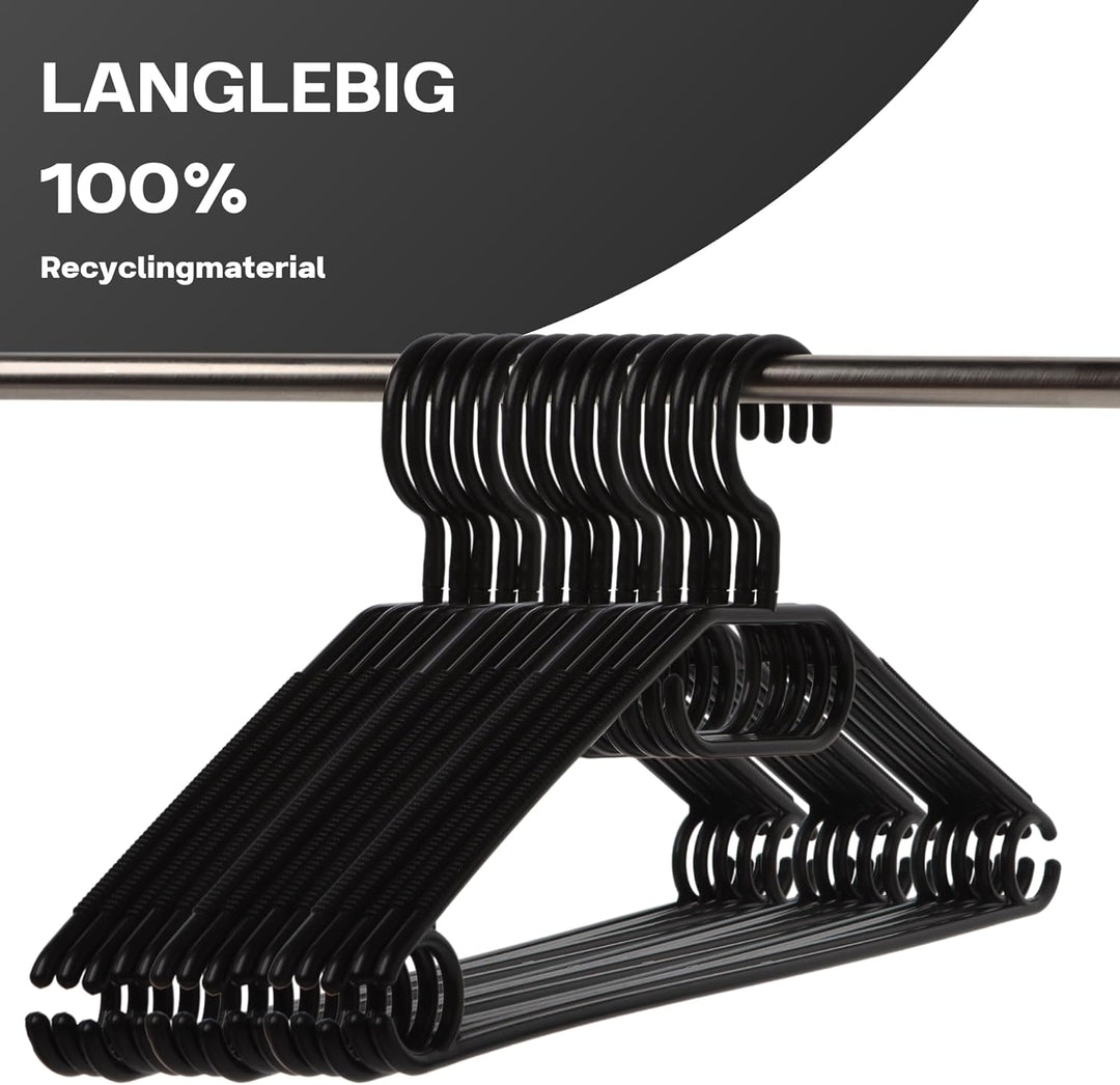 20 Kleiderbügel schwarz mit drehbaren Haken, Kleider Bügel, Kleiderbügel platzsparend aus Kunststoff