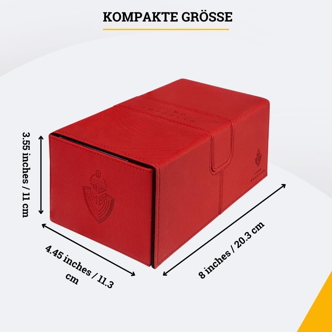 Card Guardian - Premium Deck Sammelkarten Box für 200 Karten Sammelkartenspiele TCG (Rot), Rot