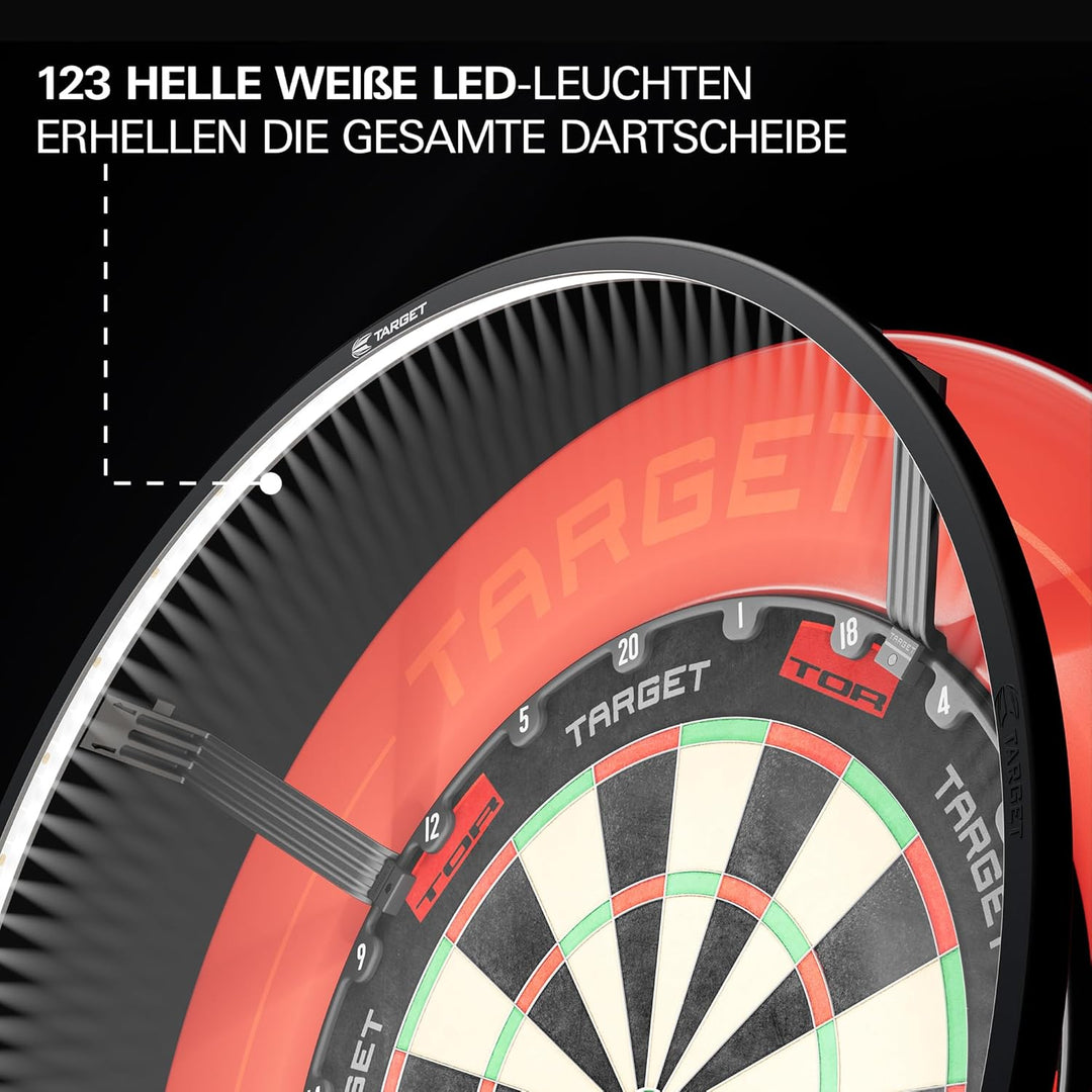 Target Darts Corona Vision Dartboard Lighting System, Schwarzer Rahmen | Weisse LED Dartscheibe Surr