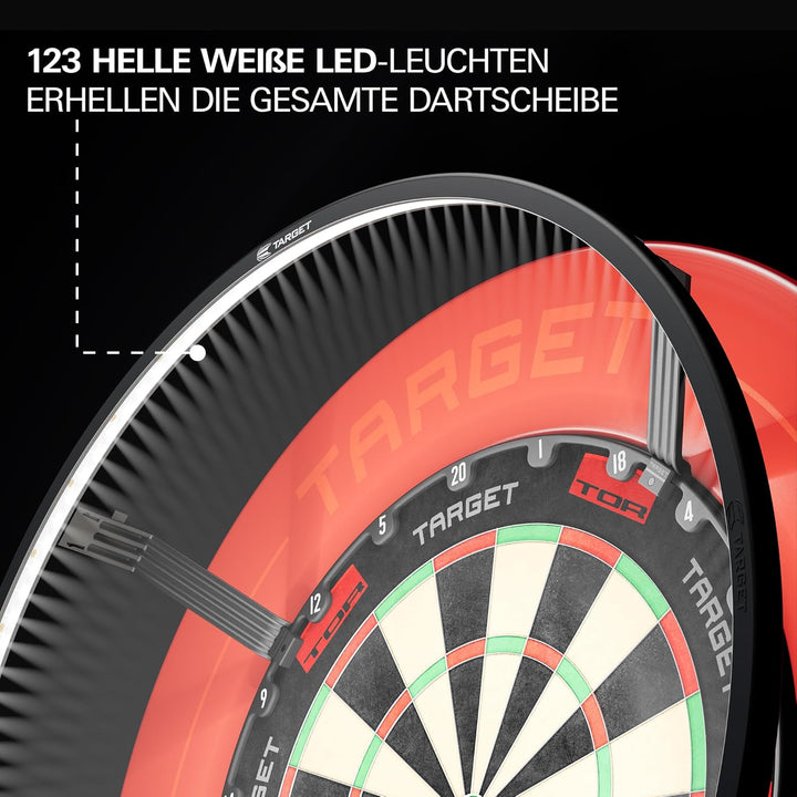 Target Darts Corona Vision Dartboard Lighting System, Schwarzer Rahmen | Weisse LED Dartscheibe Surr