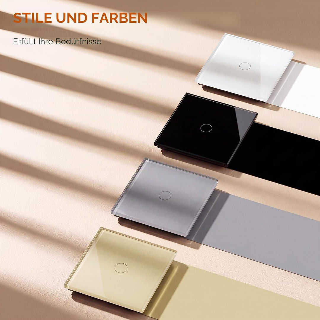 BSEED Touch Lichtschalter Glas Berührung Wandlichtschalter Standard 110V - 240V Gehärtete Kristallpl
