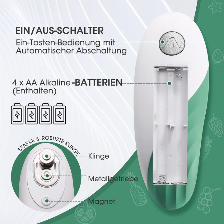 HAUSHOF Elektrischer Dosenöffner, One Touch Dosenöffner, Automatische 360°-Drehung & Automatischer S