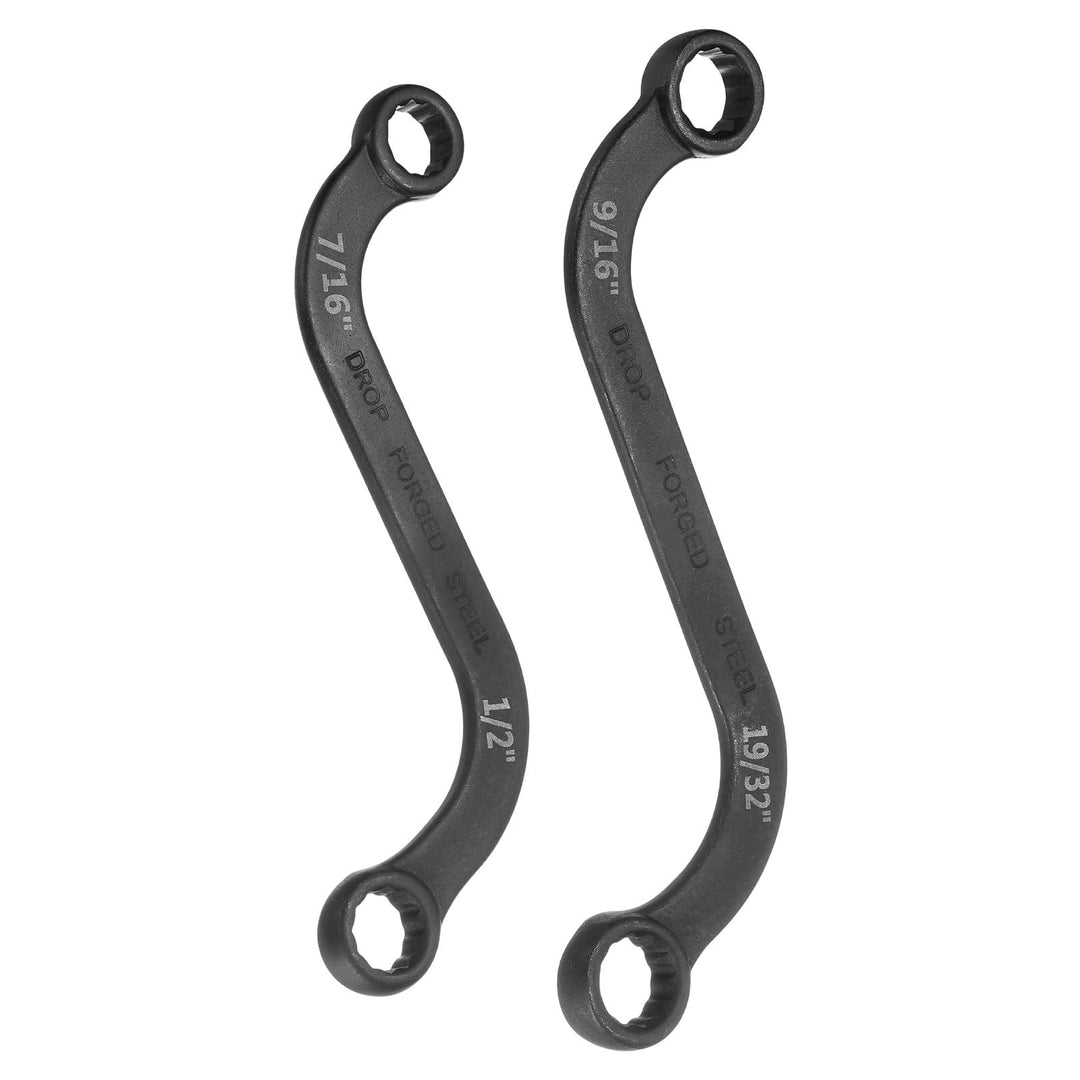 QUARKZMAN 7/16" x 1/2"/9/16" x 19/32" 12-Pantige S-Form Doppelender Ringschlüssel Sandgestrahlt Nick