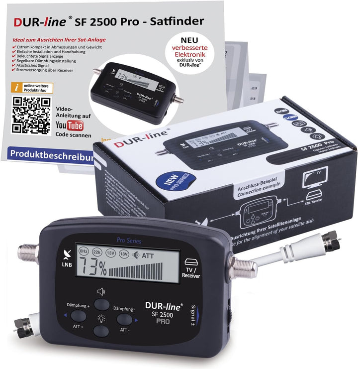 DUR-line NEU SF 2500 Pro - Satfinder - Display & Elektronik verbessert - digitales Satelliten-Messge