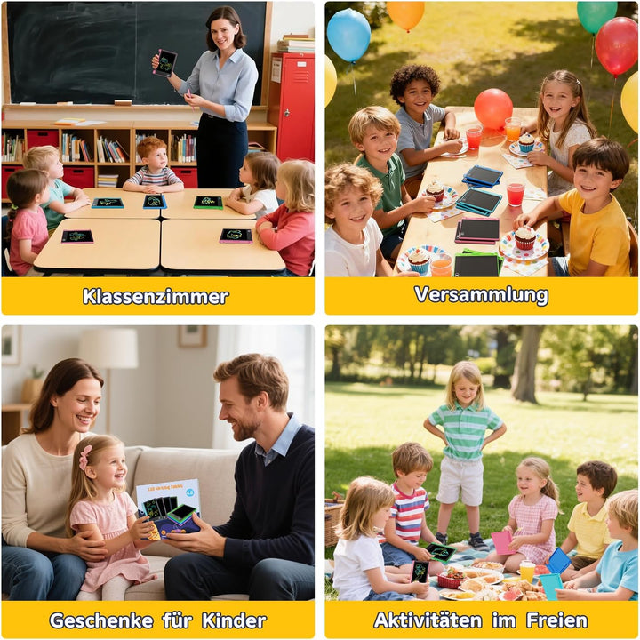 Electight 12 Stück 4.5 Zoll Klein LCD Schreibtafel für Kinder mit Haken, Tragbar Maltafel, Elektroni
