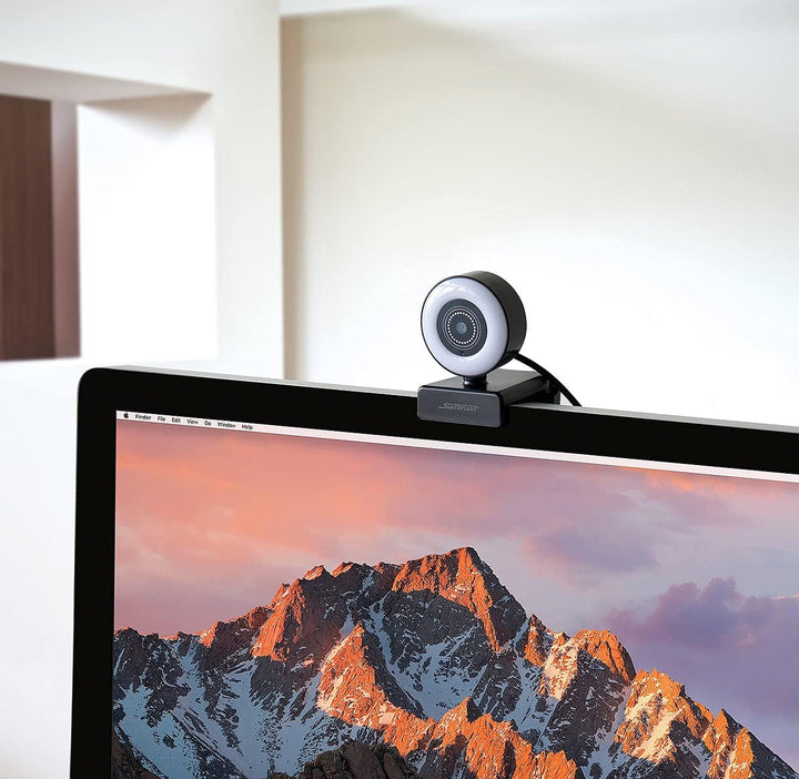Somikon Webcam mit Licht: Full-HD-USB-Webcam mit LED-Ringlicht, Autofokus, Dual-Mikrofon, H.264 (Kam