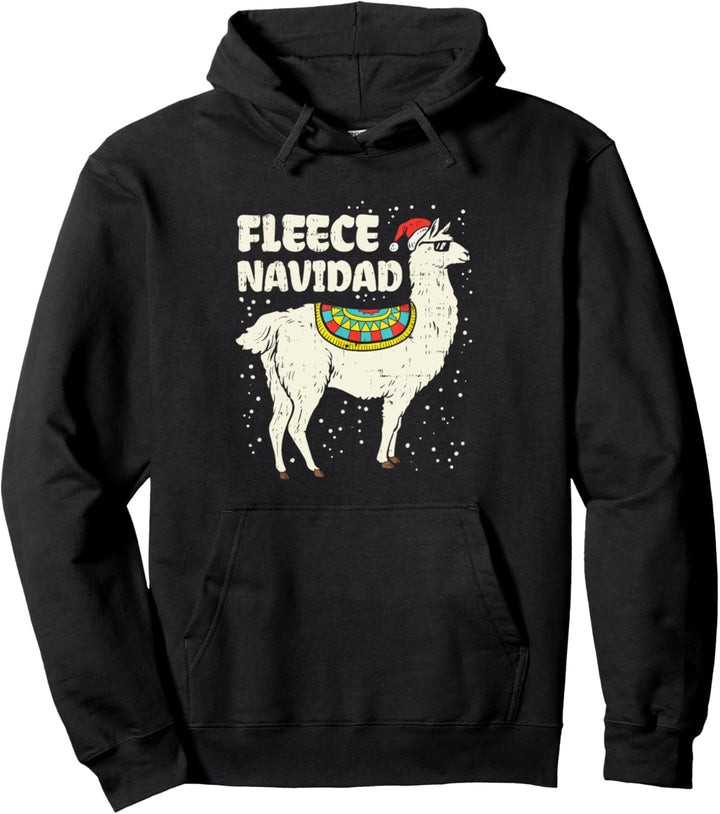 Fleece Feliz Navidad Merry Christmas Lama Alpaka Santa Mütze Pullover Hoodie