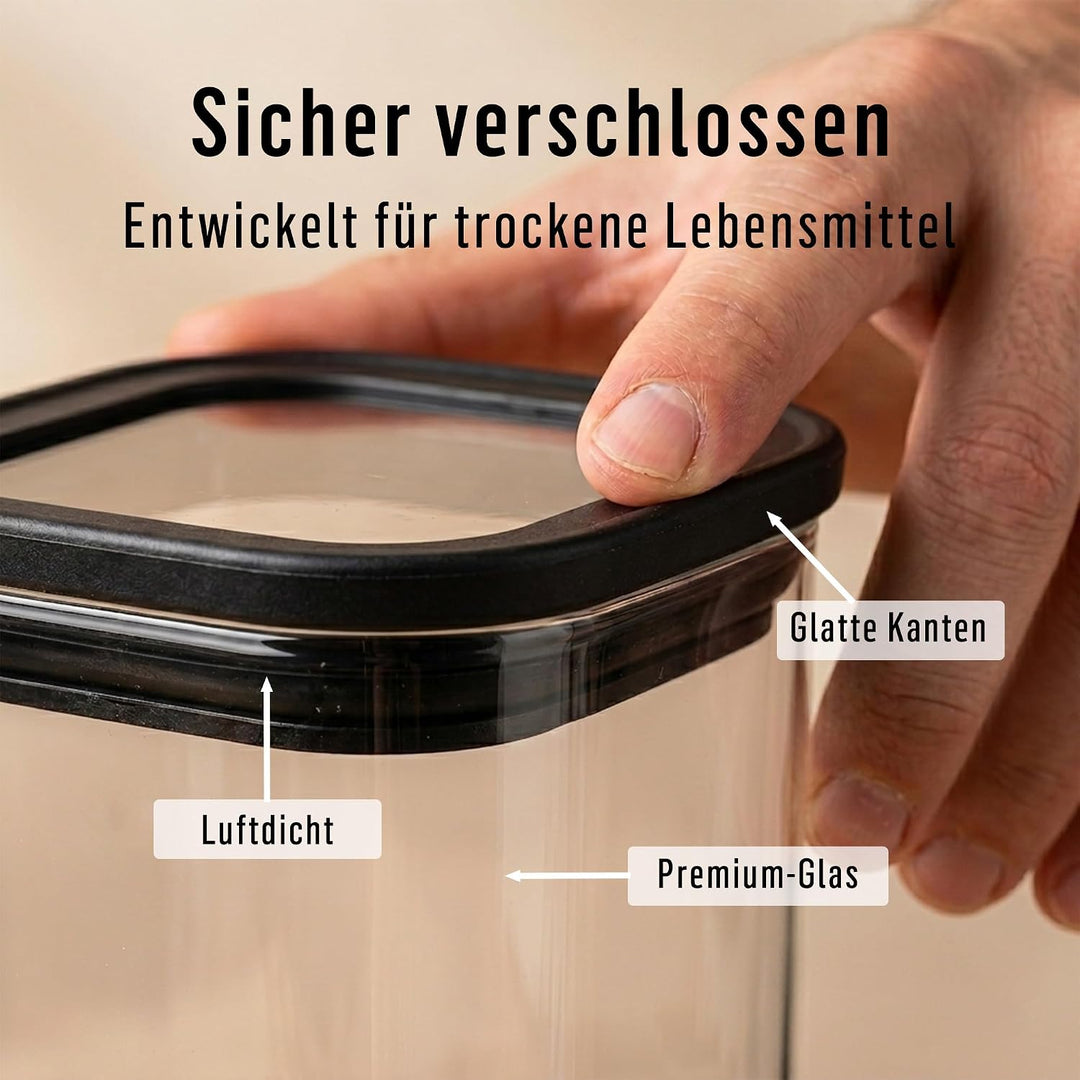 Deco haus Vorratsgläser mit Glasdeckel für Spaghetti 2x 2300ml + Etiketten | Vorratsdosen Glas mit D