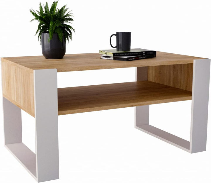 MRBLS Couchtisch – modernes rustikales Design – Wohnzimmer-Tisch Beistelltisch Kaffeetisch Sofatisch