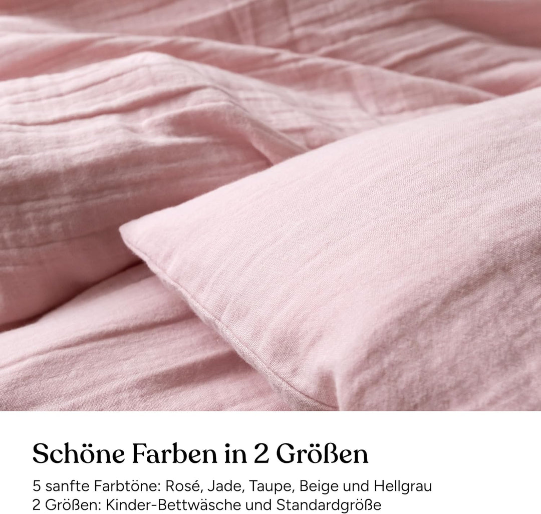 Ehrenkind® Bettwäsche-Set Musseline | 100% Bio-Baumwolle | Standard 100 by Oeko-TEX | 200x135cm + 80