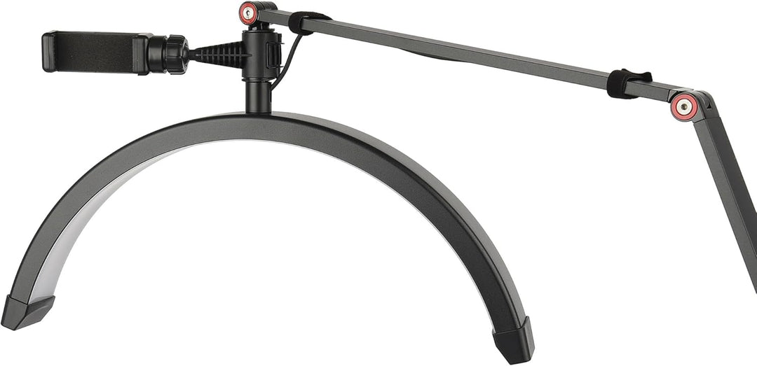 Halbmond-Bodenfülllicht 20W LED Beauty Licht dimmbar 360° drehbar Telefonhalter Stativ HD-M2X Black