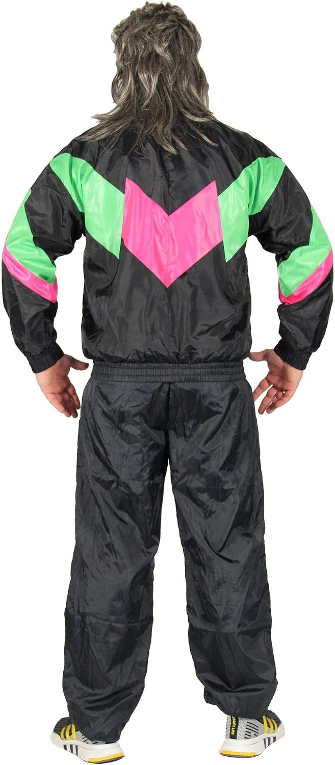 Foxxeo Premium 80er Jahre Kostüm für Herren Damen Trainingsanzug Assianzug Assi Gr. S – XXXXL S Schw