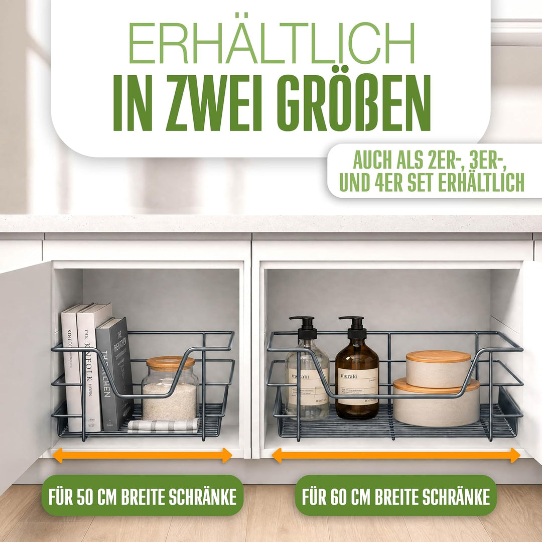 KESSER® Teleskopschublade 60cm Schrankbreite verchromt aus Edelstahl Schubladeneinsatz für Küchensch