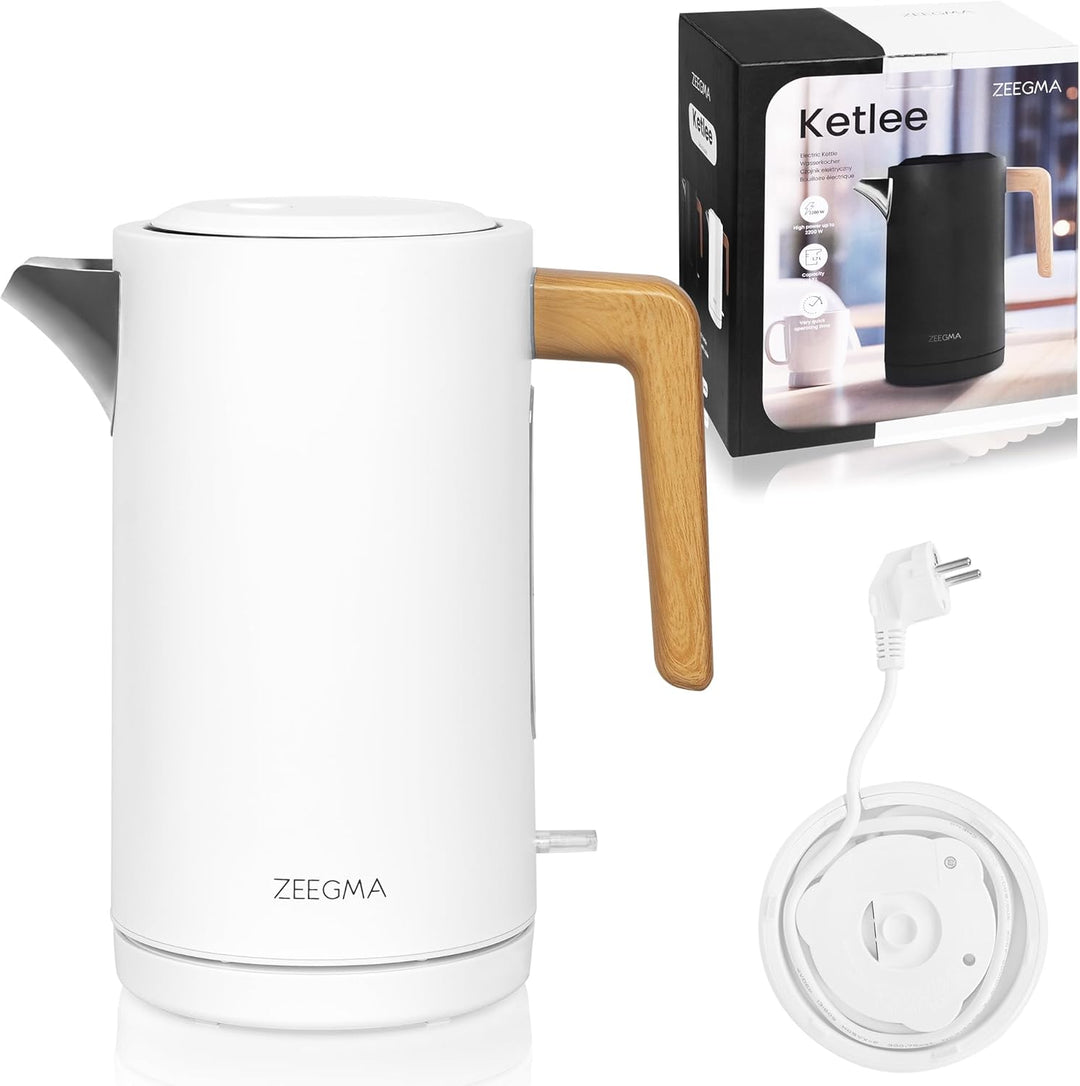 ZEEGMA KETLEE 1,7 L Kabelloser elektrischer Wasserkocher für Tee und Kaffee, 2200 Watt, Wasserstands