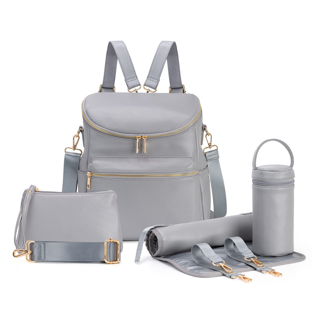Minsong Diaper Bag Backpack, Fashion Leather Mommy Backpacks, Travel Baby Diaper Bags with in Bag Or