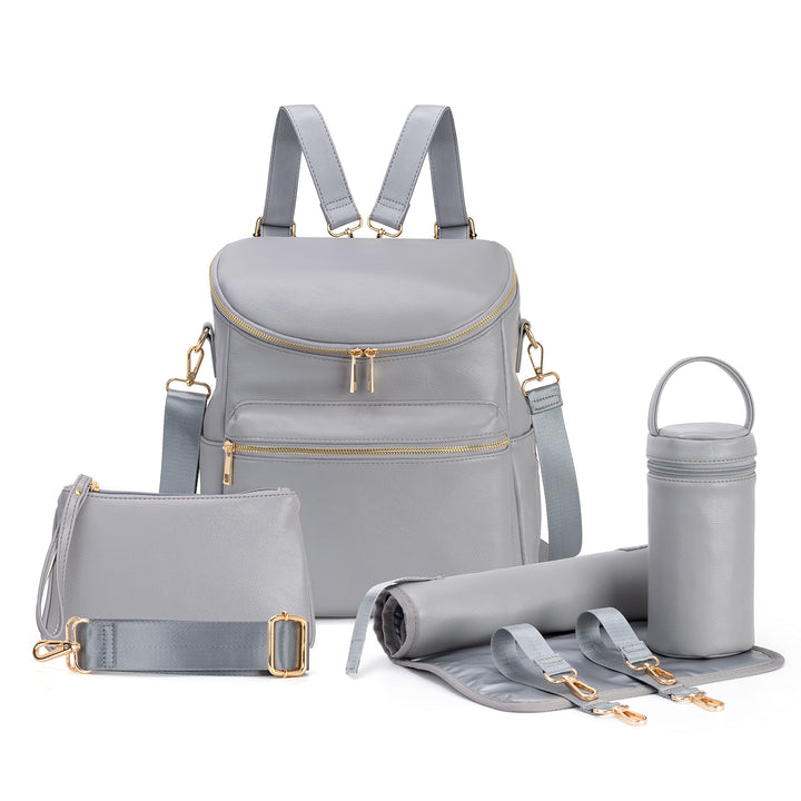 Minsong Diaper Bag Backpack, Fashion Leather Mommy Backpacks, Travel Baby Diaper Bags with in Bag Or