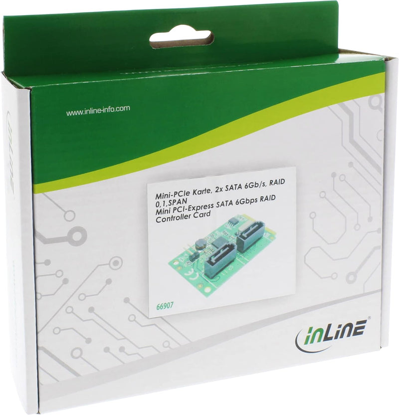 InLine 66907 Mini-PCIe 2.0 Karte, 2x SATA 6Gb/s, RAID 0,1,SPAN