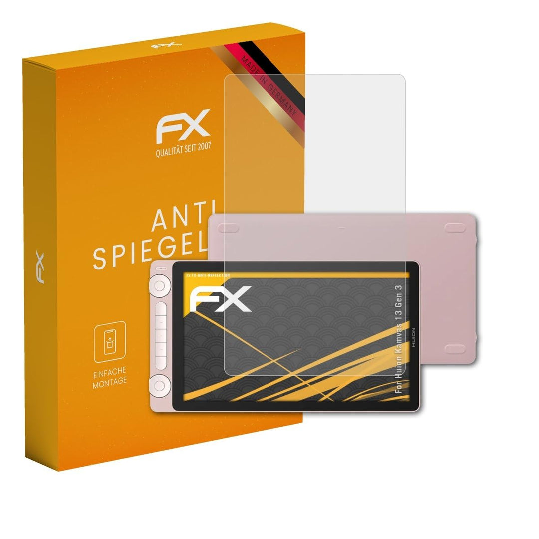 atFoliX Panzerfolie kompatibel mit Huion Kamvas 13 Gen 3 Schutzfolie, entspiegelnde und stossdämpfen