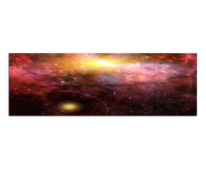 Paul Sinus Art Panoramabild auf Leinwand und Keilrahmen 150x50cm Sterne Planeten Galaxie Weltraum