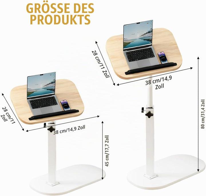 Drehbarer Beistelltisch, 360° Drehbarer Höhenverstellbarer Beistelltisch, Couchtisch für schmale Räu