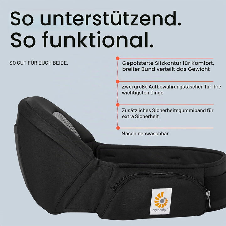 Ergobaby Lift Hip Seat Babytrage mit Babyhüftsitz für Babys und Kleinkinder ab 6 Monaten (7,7 kg - 2