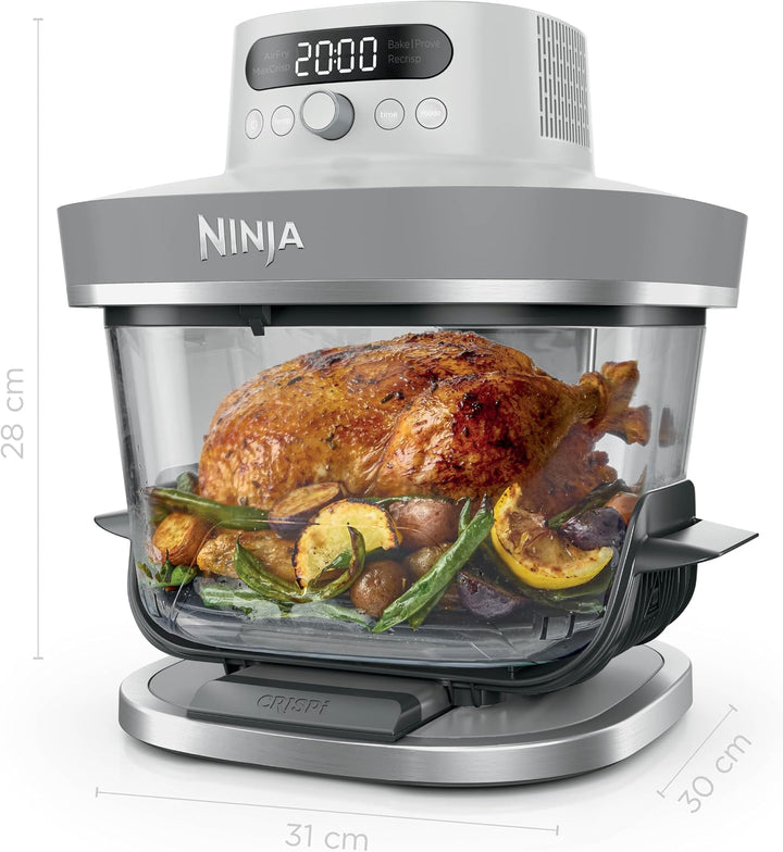 Ninja CRISPi PRO XL Glas-Heissluftfritteuse (Air-Fryer), Weiss AS090EUWH | 5 voreingestellte Zuberei