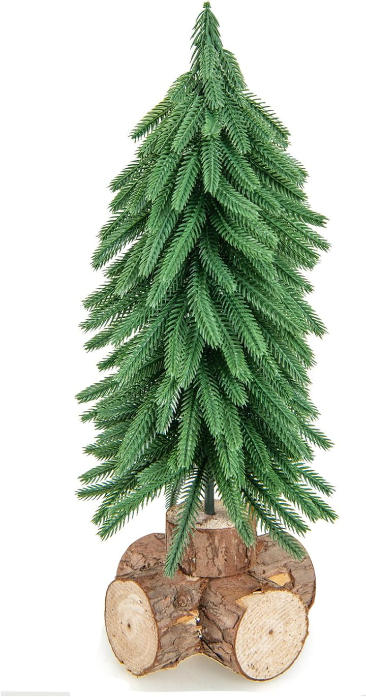 GOPLUS Mini-Weihnachtsbaum 40cm, Künstlicher Tannenbaum auf Holzfuss mit 200 PE-Zweigspitzen, Kleine