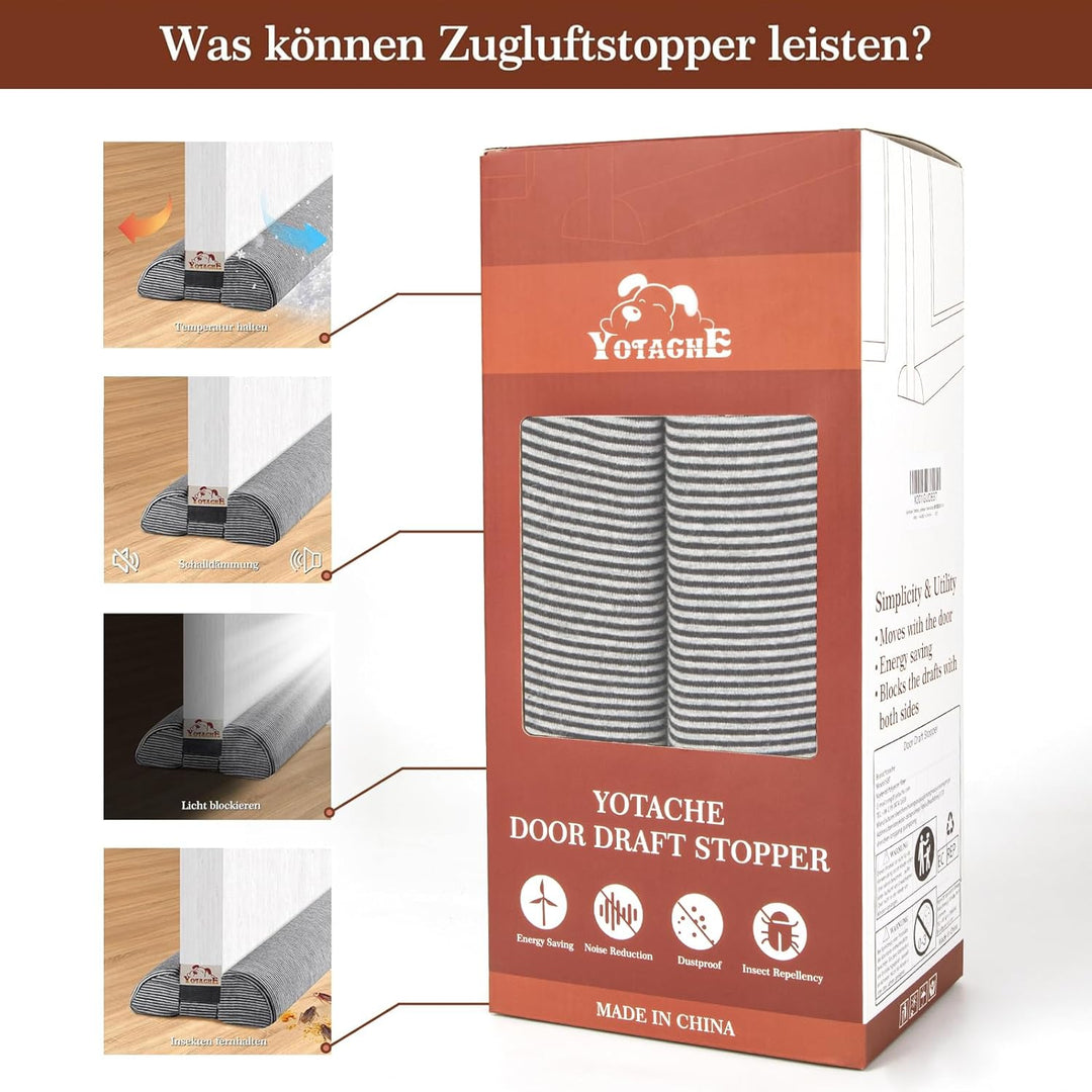 Yotache Zugluftstopper für Türen 80cm, Türbodendichtung, Zuschneidbar Einzigartige Viertelkreis-Desi