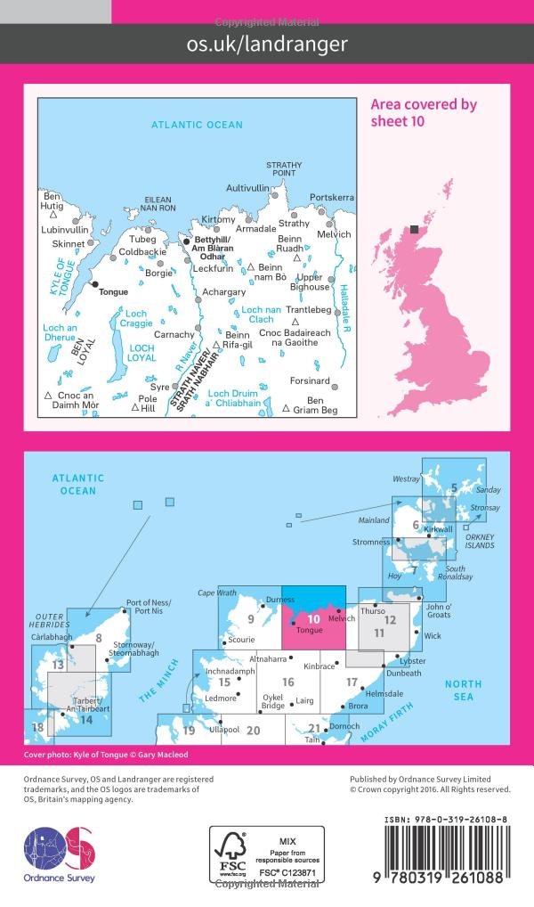 Strathnaver, Bettyhill & Tongue (OS Landranger Map, Band 10), Karte