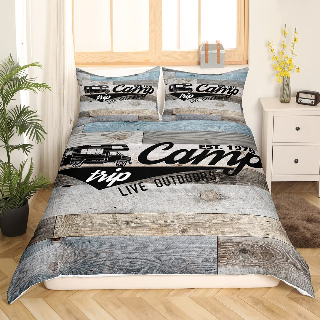 Homewish Camper Bedding Teens Vintage Rustikaler Bauernhaus Bettbezug für Erwachsene Jungen Männer g