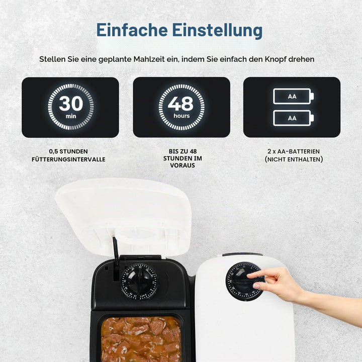 PAWISE Automatic Pet Feeder 300 ml Automatischer Futterspender für 48-Stunden-Planung für 2 Mahlzeit