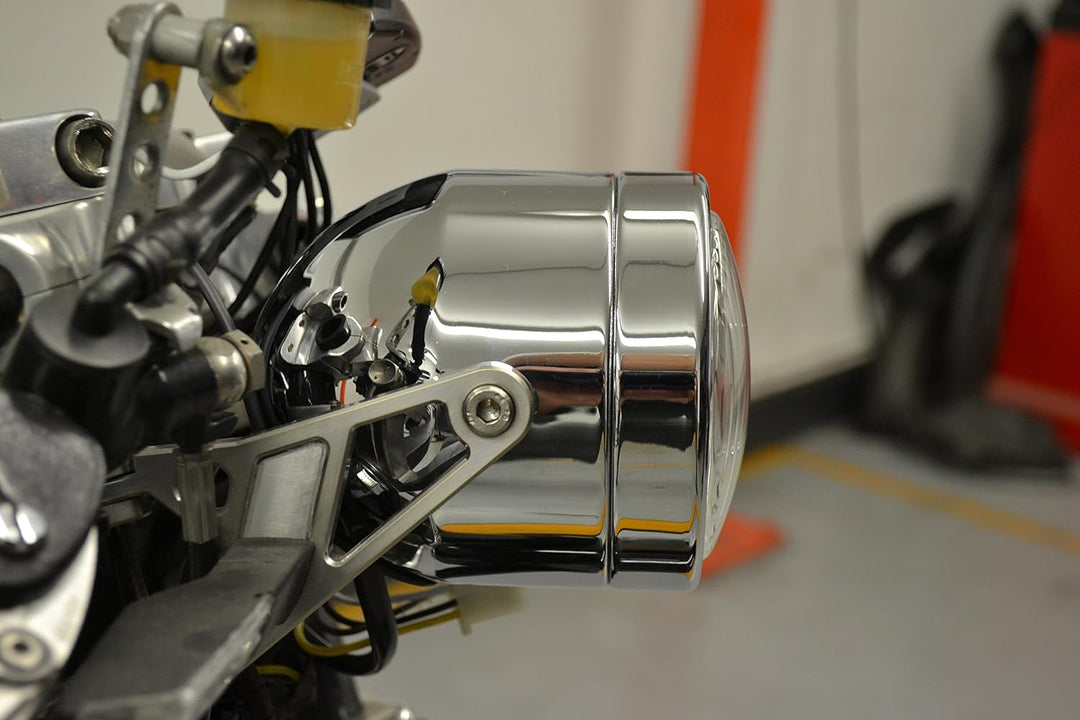 Alchemy Parts Doppelt/Paar Chrom Streetfighter Retro Motorrad 35W Scheinwerfer mit Klammern 32-40mm