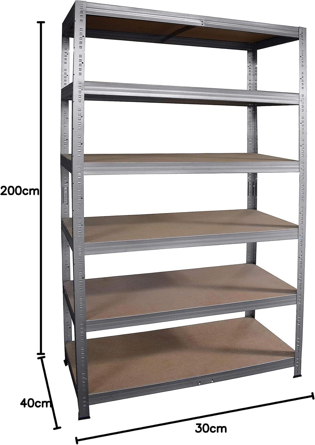 shelfplaza® 200x30x40cm Profi Schwerlastregal verzinkt/Metallregal mit 6 Böden à 166kg Tragkraft/Kel