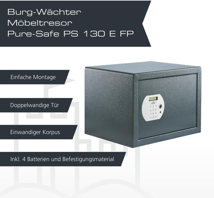 Burg-WÄCHTER Möbeltresor mit elektronischem Zahlenschloss und Fingerabdruck, Inkl. Fachboden, Zur Wa