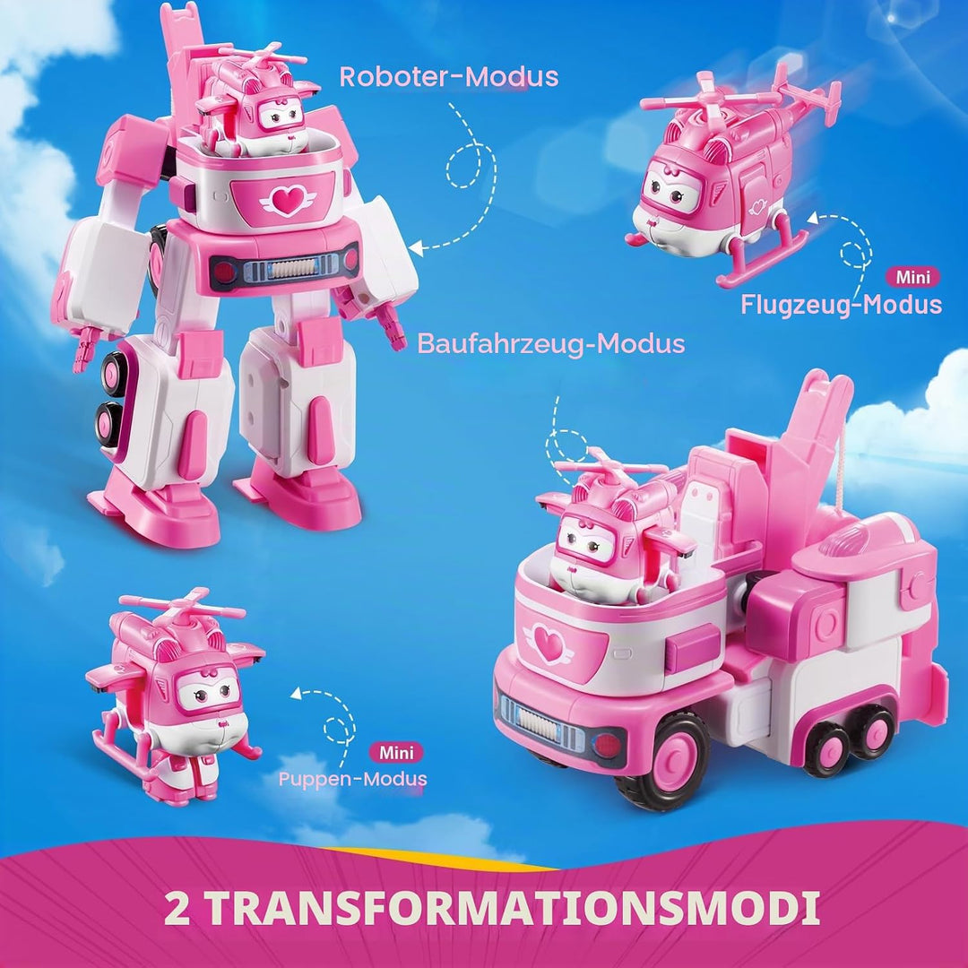 Super Wings EU720314 - Transformations-Fahrzeug Dizzy Rescue Tow, ca. 14,5 cm grosse Spiel-Figur für