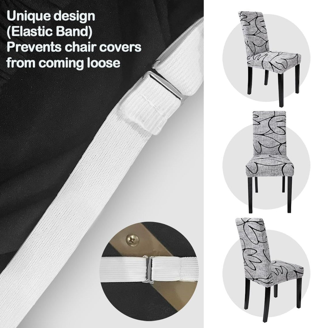 Zindoo Stuhlhussen 6er Set Gross Stretch Stuhlbezug, Graffiti Modernes Muster Abnehmbarer Waschbar S