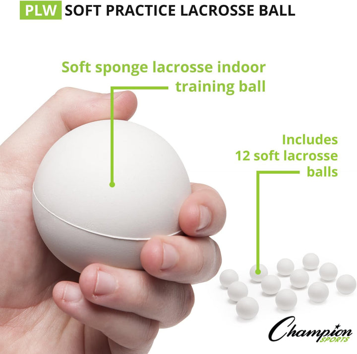 Champion Sports PLW Soft Lacrosse Übungsball White - Sponge, White - Sponge