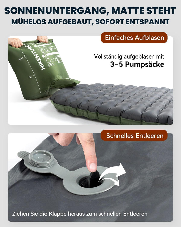HIKENTURE Isomatte Camping R-Wert 6,2, 8CM Dicke Aufblasbare Isomatte Ultraleicht, Warme Schlafmatte